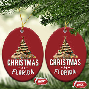 Christmas In Florida Christmas Ornament Sand Xmas Tree Lights Family Vacation TS02 Oval Red Print Your Wear