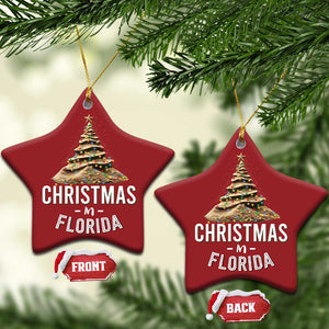 Christmas In Florida Christmas Ornament Sand Xmas Tree Lights Family Vacation TS02 Star Red Print Your Wear