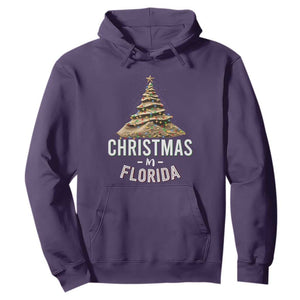 Christmas In Florida Hoodie Sand Xmas Tree Lights Family Vacation TS02 Purple Print Your Wear