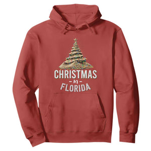 Christmas In Florida Hoodie Sand Xmas Tree Lights Family Vacation TS02 Red Print Your Wear