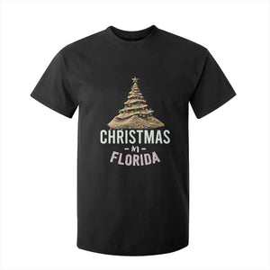 Christmas In Florida T Shirt For Kid Sand Xmas Tree Lights Family Vacation TS02 Black Print Your Wear