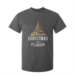 Christmas In Florida T Shirt For Kid Sand Xmas Tree Lights Family Vacation TS02 Dark Heather Print Your Wear