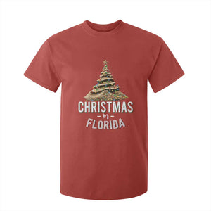 Christmas In Florida T Shirt For Kid Sand Xmas Tree Lights Family Vacation TS02 Red Print Your Wear