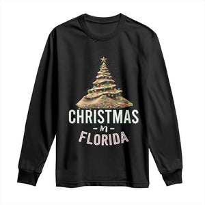 Christmas In Florida Long Sleeve Shirt Sand Xmas Tree Lights Family Vacation TS02 Black Print Your Wear