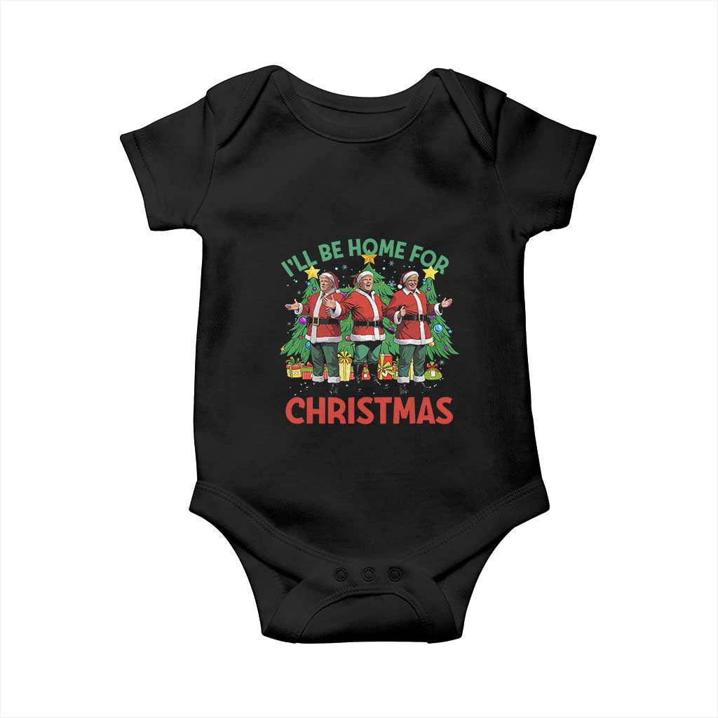 Christmas Trump Baby Onesie I'll Be Home For Xmas Donald Santa TS02 Black Print Your Wear