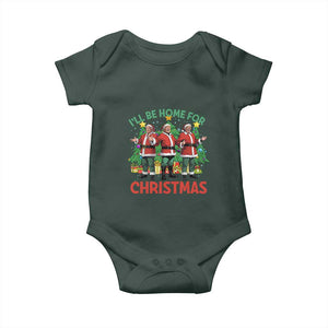 Christmas Trump Baby Onesie I'll Be Home For Xmas Donald Santa TS02 Dark Forest Green Print Your Wear