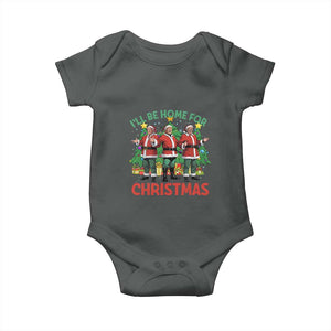 Christmas Trump Baby Onesie I'll Be Home For Xmas Donald Santa TS02 Dark Heather Print Your Wear