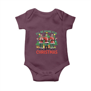 Christmas Trump Baby Onesie I'll Be Home For Xmas Donald Santa TS02 Maroon Print Your Wear