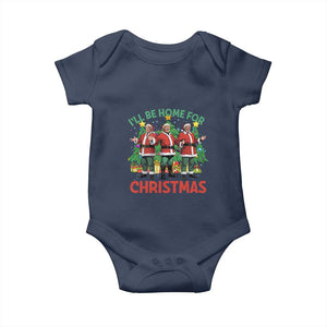 Christmas Trump Baby Onesie I'll Be Home For Xmas Donald Santa TS02 Navy Print Your Wear