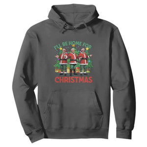 Christmas Trump Hoodie I'll Be Home For Xmas Donald Santa TS02 Dark Heather Print Your Wear