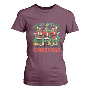 Christmas Trump T Shirt For Women I'll Be Home For Xmas Donald Santa TS02 Maroon Print Your Wear