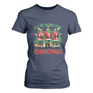 Christmas Trump T Shirt For Women I'll Be Home For Xmas Donald Santa TS02 Navy Print Your Wear