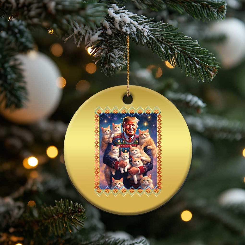 Christmas Trump With Cats Christmas Ornament Cat For Trump Xmas 2024 Ugly Sweater TS02 Print Your Wear