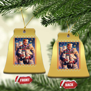 Christmas Trump With Cats Christmas Ornament Cat For Trump Xmas 2024 Ugly Sweater TS02 Bell Flake Gold Print Your Wear