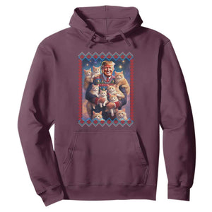 Christmas Trump With Cats Hoodie Cat For Trump Xmas 2024 Ugly Sweater TS02 Maroon Print Your Wear