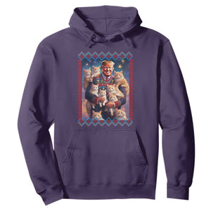 Christmas Trump With Cats Hoodie Cat For Trump Xmas 2024 Ugly Sweater TS02 Purple Print Your Wear