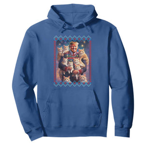 Christmas Trump With Cats Hoodie Cat For Trump Xmas 2024 Ugly Sweater TS02 Royal Blue Print Your Wear