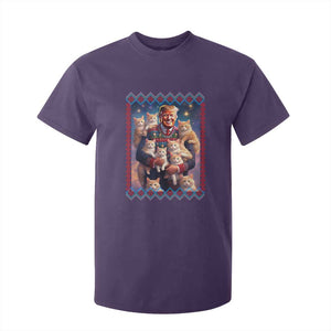 Christmas Trump With Cats T Shirt For Kid Cat For Trump Xmas 2024 Ugly Sweater TS02 Purple Print Your Wear