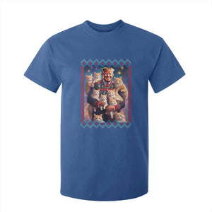 Christmas Trump With Cats T Shirt For Kid Cat For Trump Xmas 2024 Ugly Sweater TS02 Royal Blue Print Your Wear