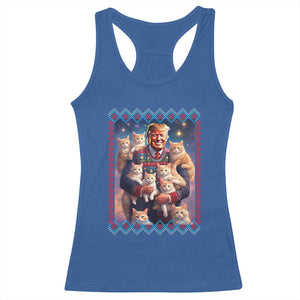 Christmas Trump With Cats Racerback Tank Top Cat For Trump Xmas 2024 Ugly Sweater TS02 Royal Blue Print Your Wear