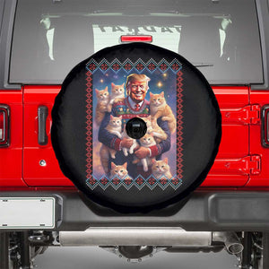 Xmas Trump With Cats Spare Tire Cover Cat For Trump Xmas 2024 Ugly Sweater TS02 Black Print Your Wear