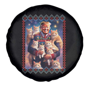 Xmas Trump With Cats Spare Tire Cover Cat For Trump Xmas 2024 Ugly Sweater TS02 Print Your Wear