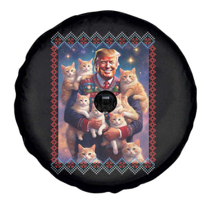 Xmas Trump With Cats Spare Tire Cover Cat For Trump Xmas 2024 Ugly Sweater TS02 Print Your Wear