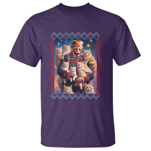 Christmas Trump With Cats T Shirt Cat For Trump Xmas 2024 Ugly Sweater TS02 Purple Print Your Wear