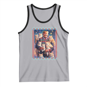 Christmas Trump With Cats Tank Top Cat For Trump Xmas 2024 Ugly Sweater TS02 Athletic Heather Black Print Your Wear