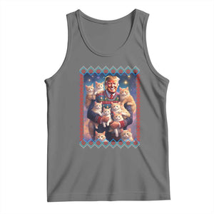 Christmas Trump With Cats Tank Top Cat For Trump Xmas 2024 Ugly Sweater TS02 Black Heather Print Your Wear