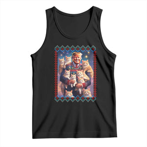 Christmas Trump With Cats Tank Top Cat For Trump Xmas 2024 Ugly Sweater TS02 Black Print Your Wear