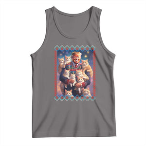 Christmas Trump With Cats Tank Top Cat For Trump Xmas 2024 Ugly Sweater TS02 Deep Heather Print Your Wear