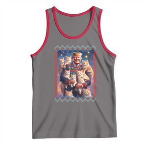 Christmas Trump With Cats Tank Top Cat For Trump Xmas 2024 Ugly Sweater TS02 Deep Heather Red Print Your Wear