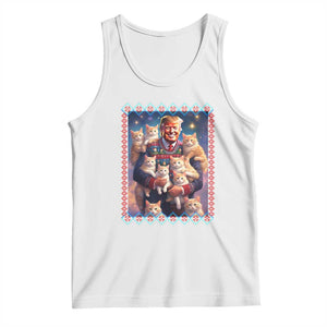 Christmas Trump With Cats Tank Top Cat For Trump Xmas 2024 Ugly Sweater TS02 White Print Your Wear