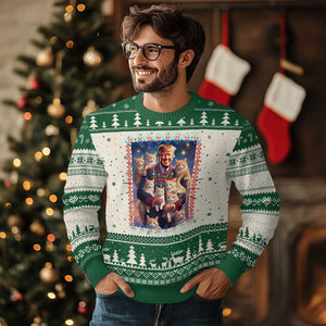 Xmas Trump With Cats Ugly Christmas Sweater Cat For Trump Xmas 2024 Ugly Sweater TS02 Green Print Your Wear