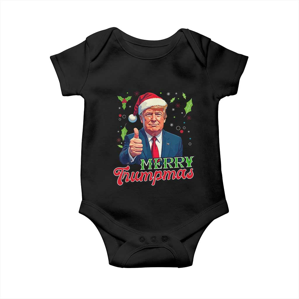 Christmas Trump Baby Onesie Merry Trumpmas Donald Santa Festive Xmas TS02 Black Print Your Wear