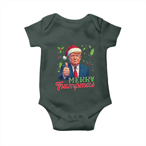 Christmas Trump Baby Onesie Merry Trumpmas Donald Santa Festive Xmas TS02 Dark Forest Green Print Your Wear