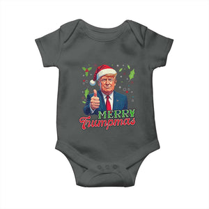 Christmas Trump Baby Onesie Merry Trumpmas Donald Santa Festive Xmas TS02 Dark Heather Print Your Wear