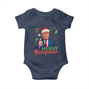 Christmas Trump Baby Onesie Merry Trumpmas Donald Santa Festive Xmas TS02 Navy Print Your Wear