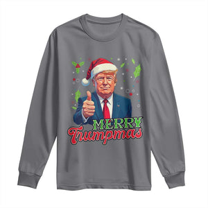 Christmas Trump Long Sleeve Shirt Merry Trumpmas Donald Santa Festive Xmas TS02 Charcoal Print Your Wear