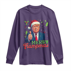 Christmas Trump Long Sleeve Shirt Merry Trumpmas Donald Santa Festive Xmas TS02 Purple Print Your Wear