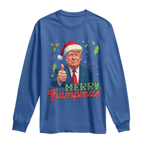 Christmas Trump Long Sleeve Shirt Merry Trumpmas Donald Santa Festive Xmas TS02 Royal Blue Print Your Wear