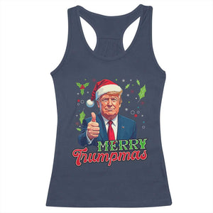 Christmas Trump Racerback Tank Top Merry Trumpmas Donald Santa Festive Xmas TS02 Navy Print Your Wear