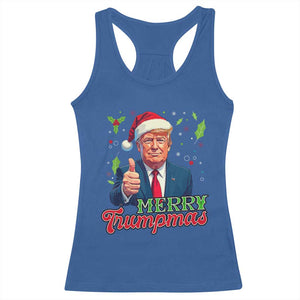 Christmas Trump Racerback Tank Top Merry Trumpmas Donald Santa Festive Xmas TS02 Royal Blue Print Your Wear