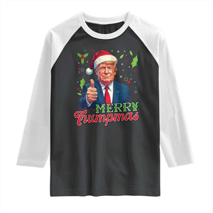 Christmas Trump Raglan Shirt Merry Trumpmas Donald Santa Festive Xmas TS02 Black White Print Your Wear