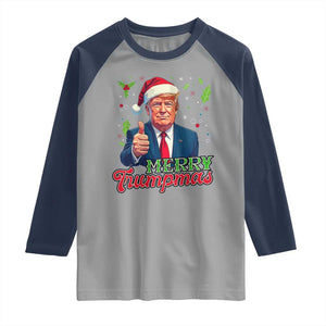 Christmas Trump Raglan Shirt Merry Trumpmas Donald Santa Festive Xmas TS02 Sport Gray Navy Print Your Wear