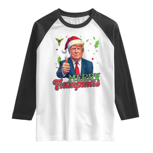 Christmas Trump Raglan Shirt Merry Trumpmas Donald Santa Festive Xmas TS02 White Black Print Your Wear