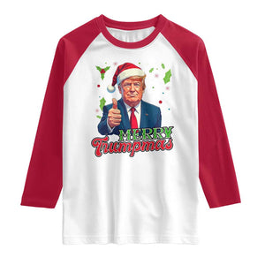 Christmas Trump Raglan Shirt Merry Trumpmas Donald Santa Festive Xmas TS02 White Red Print Your Wear