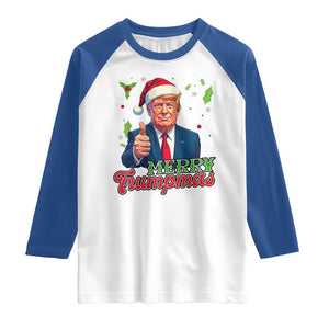 Christmas Trump Raglan Shirt Merry Trumpmas Donald Santa Festive Xmas TS02 White Royal Print Your Wear