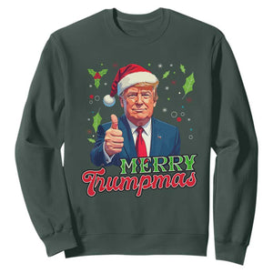 Christmas Trump Sweatshirt Merry Trumpmas Donald Santa Festive Xmas TS02 Dark Forest Green Print Your Wear